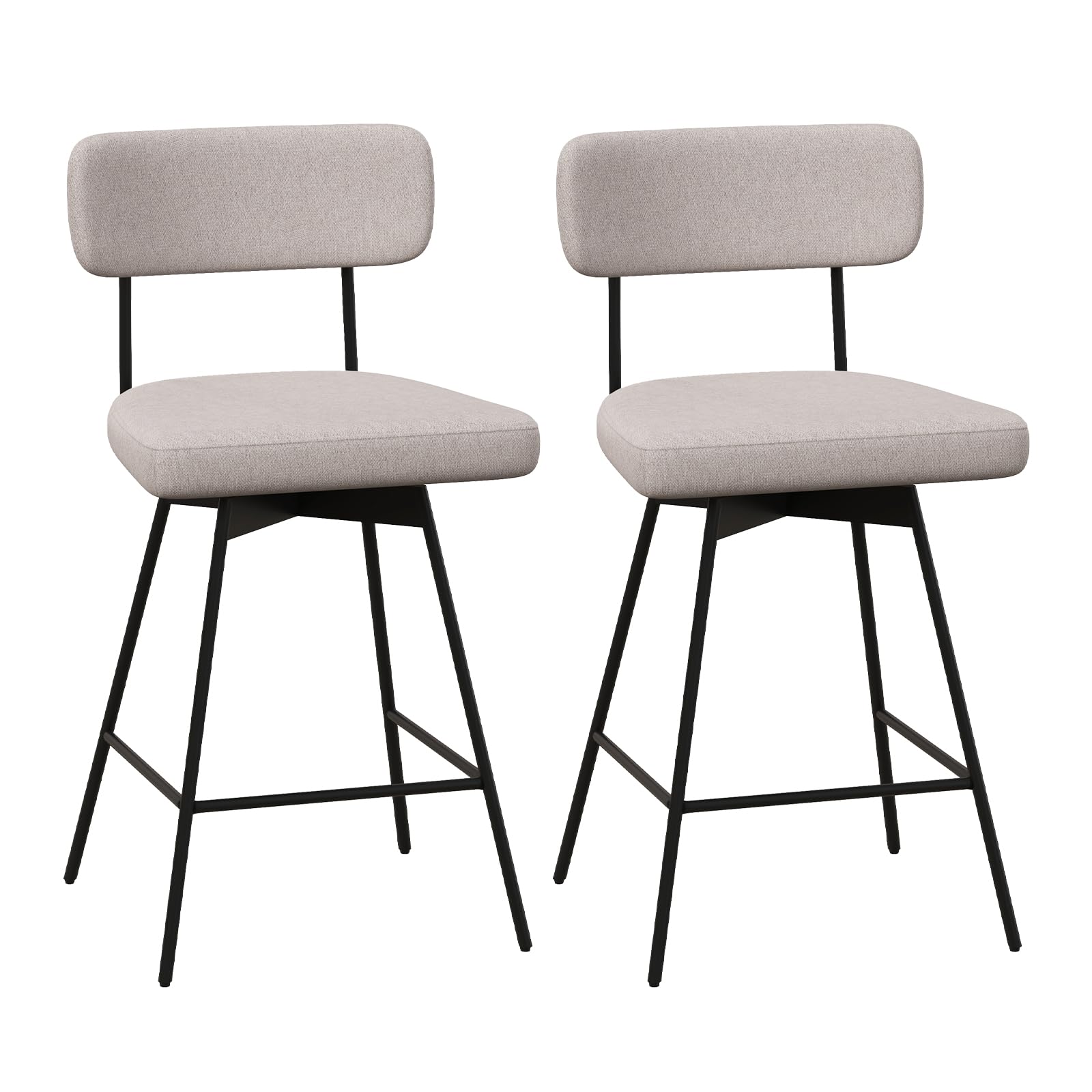 Giantex Swivel Bar Stools,  Upholstered Bar Height Bar Chairs w/Padded Seat & Backrest
