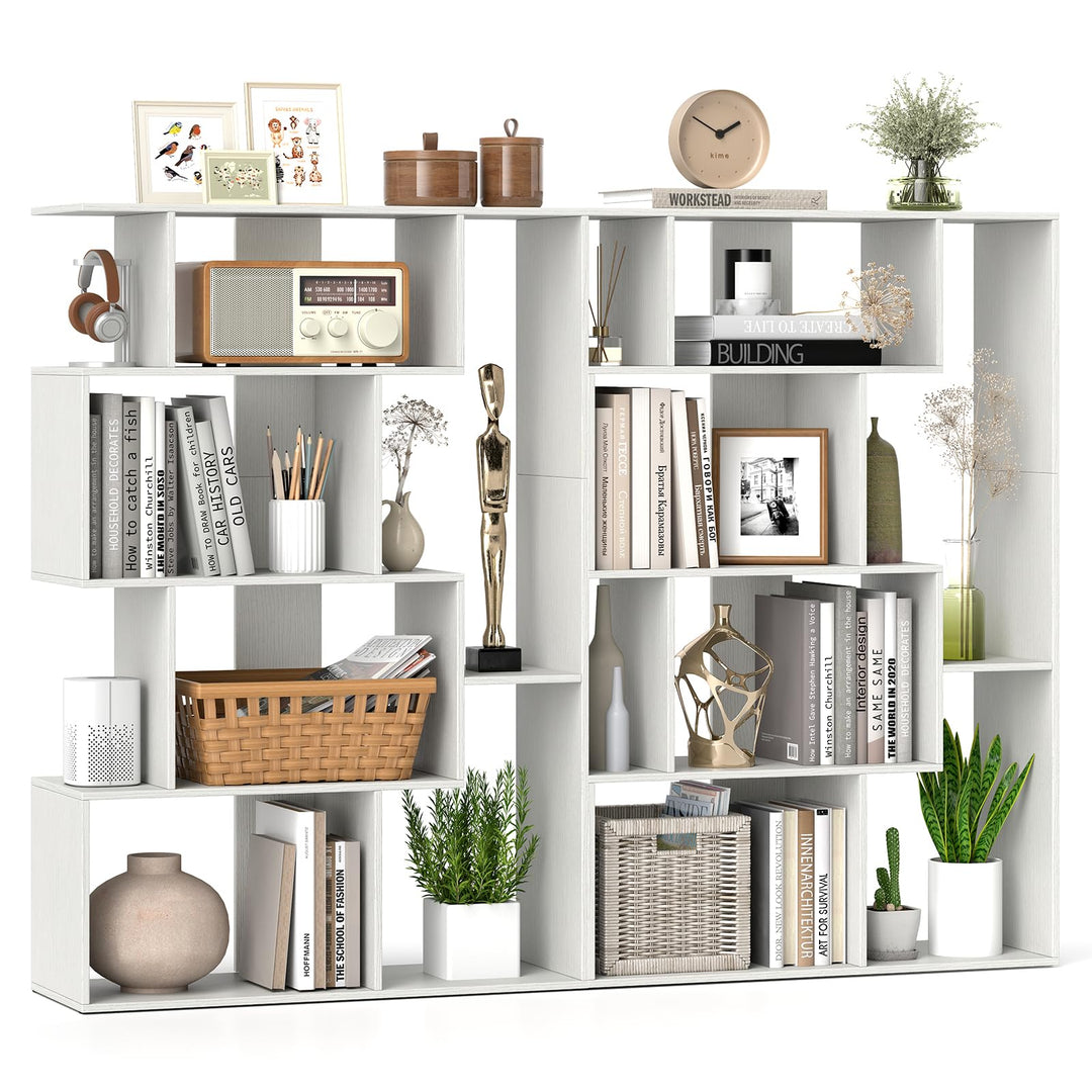 Giantex 6-Cube S-Shaped Bookshelf, 47" Open-Back Geometric Bookcase w/Anti-tip Kits