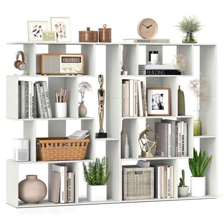 Giantex 6-Cube S-Shaped Bookshelf, 47" Open-Back Geometric Bookcase w/Anti-tip Kits