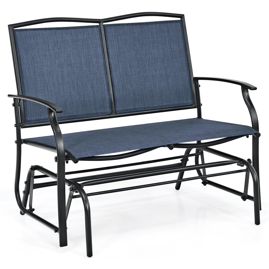Giantex 2-Person Outdoor Rocking Chair with Metal Frame and Breathable Fabric