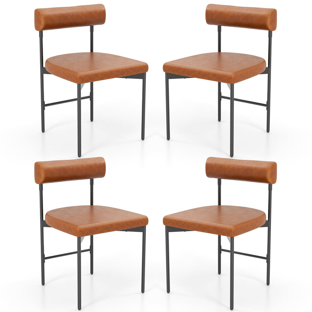 Giantex Dining Chairs, Faux Leather Upholstered Kitchen Side Chair with Padded Backrest and Cushion, Metal Legs