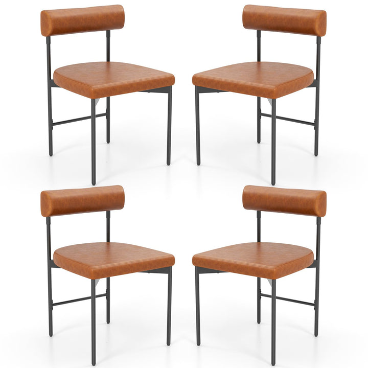 Giantex Dining Chairs, Faux Leather Upholstered Kitchen Side Chair with Padded Backrest and Cushion, Metal Legs