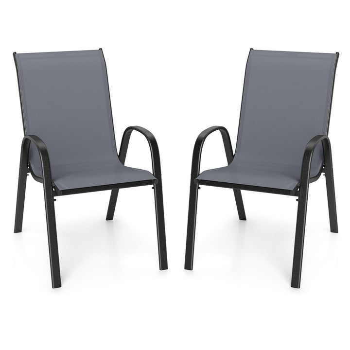 Giantex Stackable Outdoor Dining Chairs with Breathable &amp; Quick-Dry Fabric &amp; Armrests for All Weather