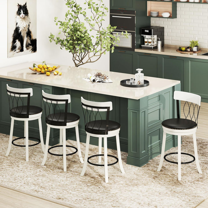 Giantex Swivel Bar Height Bar Chairs with Footrest