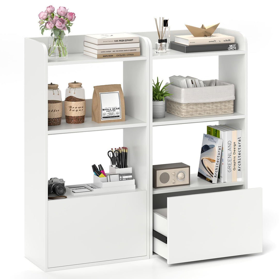 Giantex 4 Tier Bookshelf with Drawer for Living Room