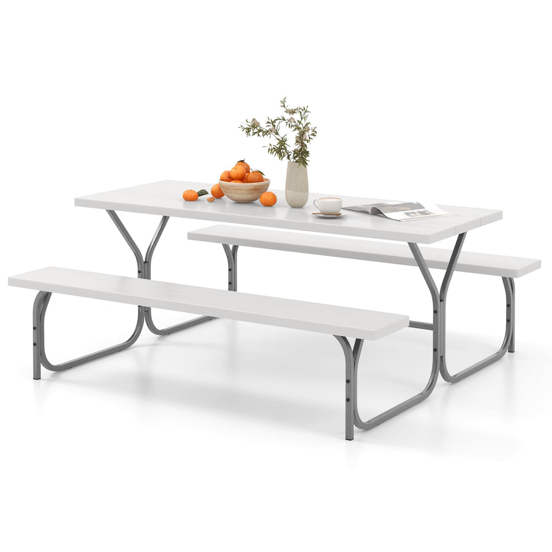 Giantex Picnic Table 6FT for 8 Person, Outdoor Table Set w/ 2 Benches