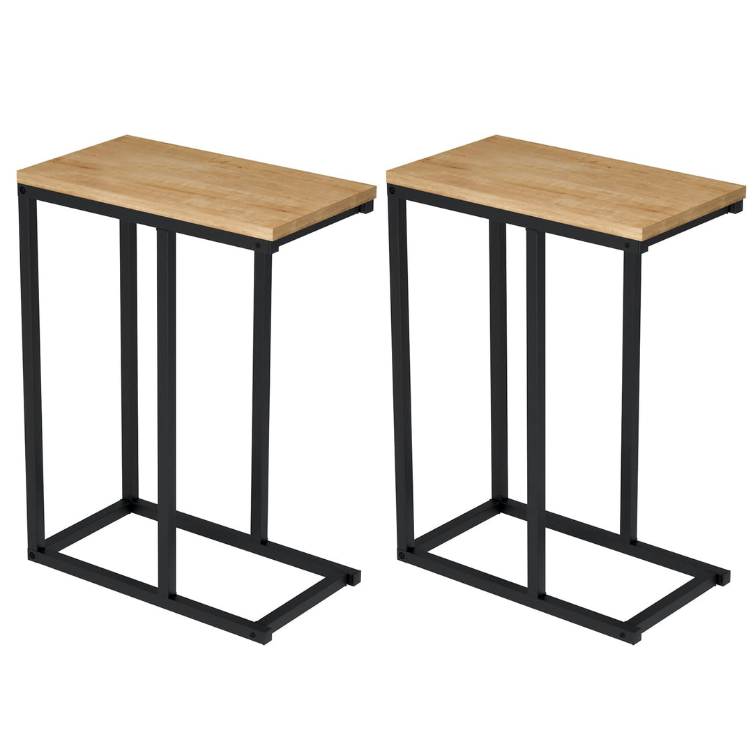 Giantex Small Sofa Couch Side Table That Slide Under with Metal Frame & Spacious Tabletop