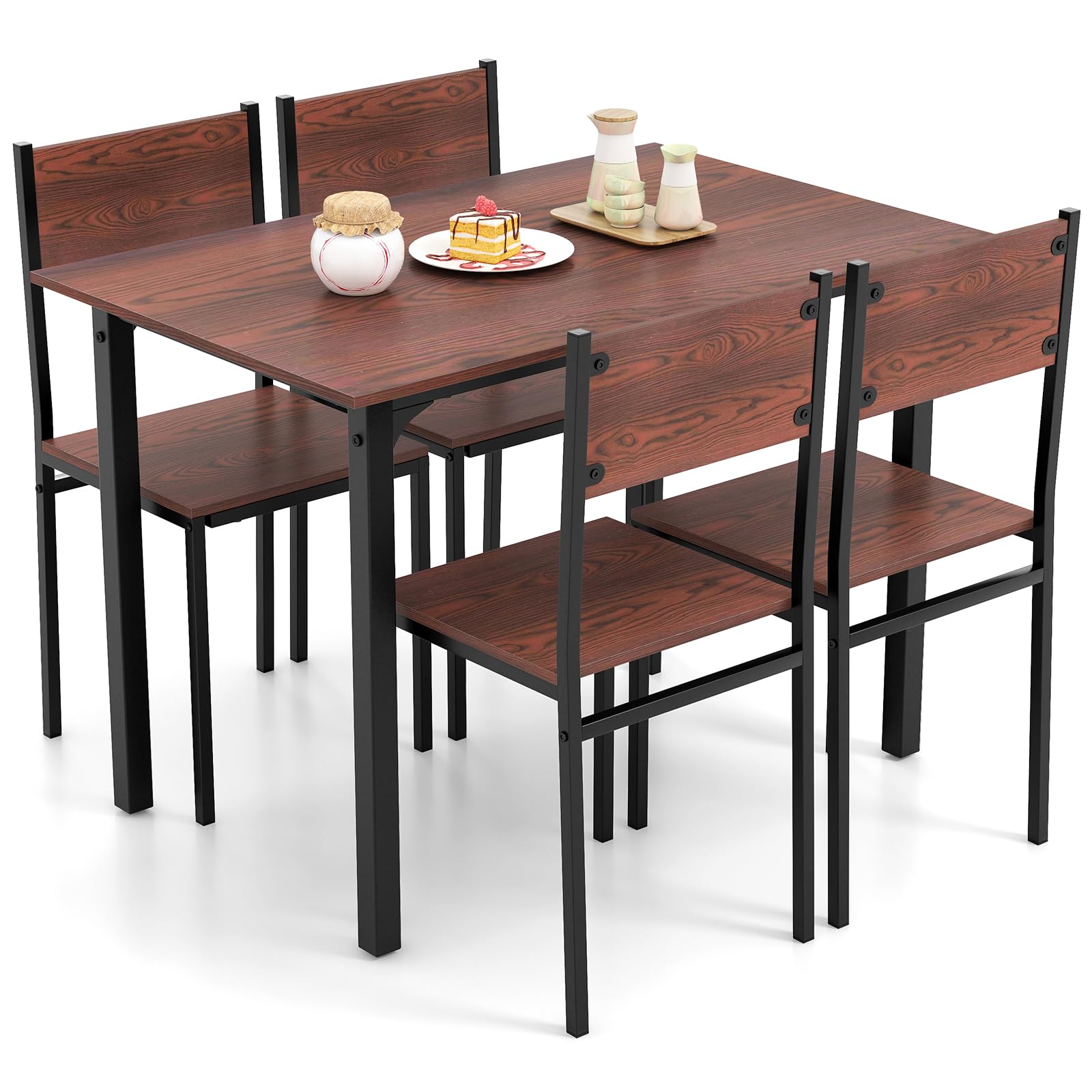 Giantex Dining Table Set for 4, 5-Piece Kitchen Table Set with Dinner Table, Dining Chairs