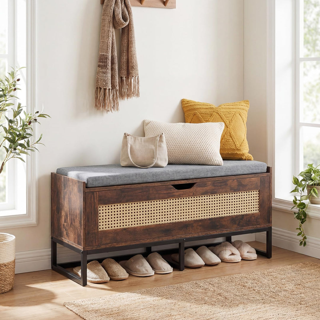 Giantex Flip-Top Entryway Bench with Removable Padded Seat &amp; Hidden Storage