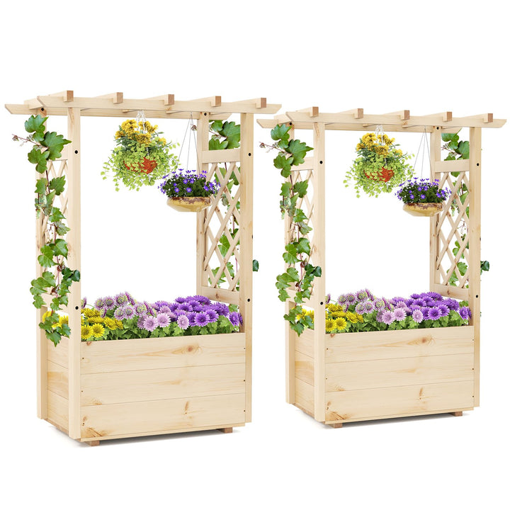 Giantex Raised Garden Bed with Sided Trellis and Hanging Roof