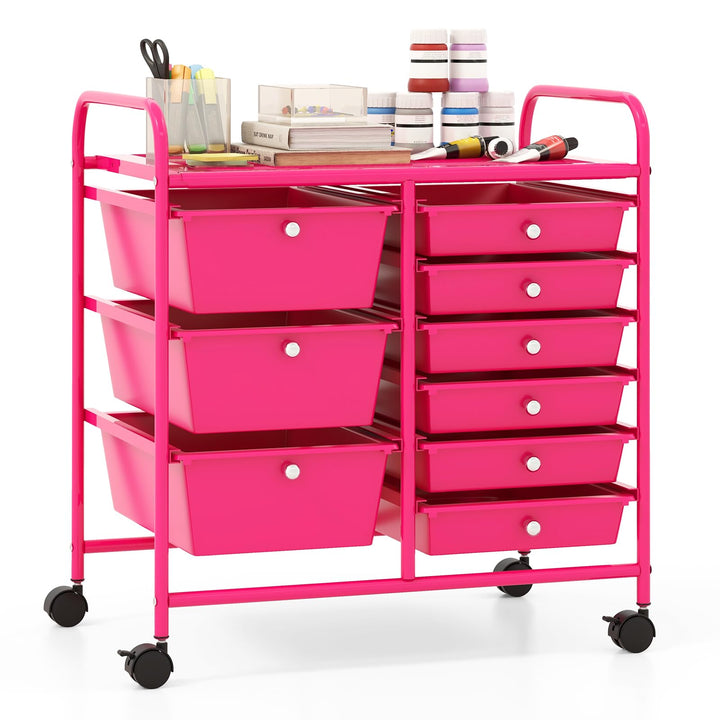 Giantex 9 Drawers Rolling Cart, Classroom Organizers, Storage Cart with Wheels