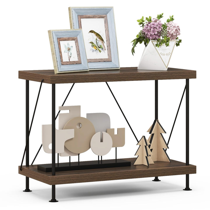 Giantex 3-Tier Open-Back Bookshelf, Freestanding Display Rack, Metal Frame Storage Shelf