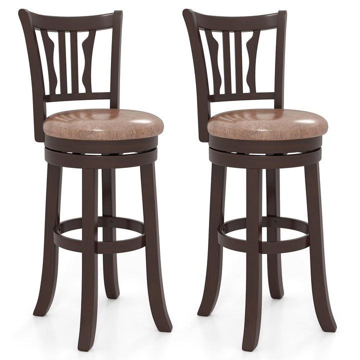 Giantex 30" Upholstered Bar Height Swivel Bar Stools Set of 2/4 with Back and Solid Rubber Frame