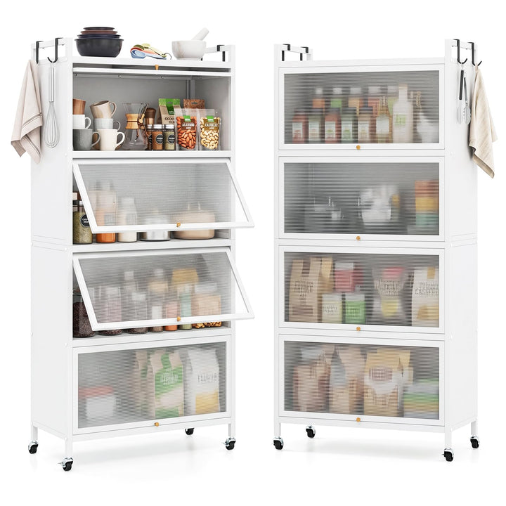 Giantex 5-Tier Kitchen Storage Cabinet, Freestanding Metal Baker&