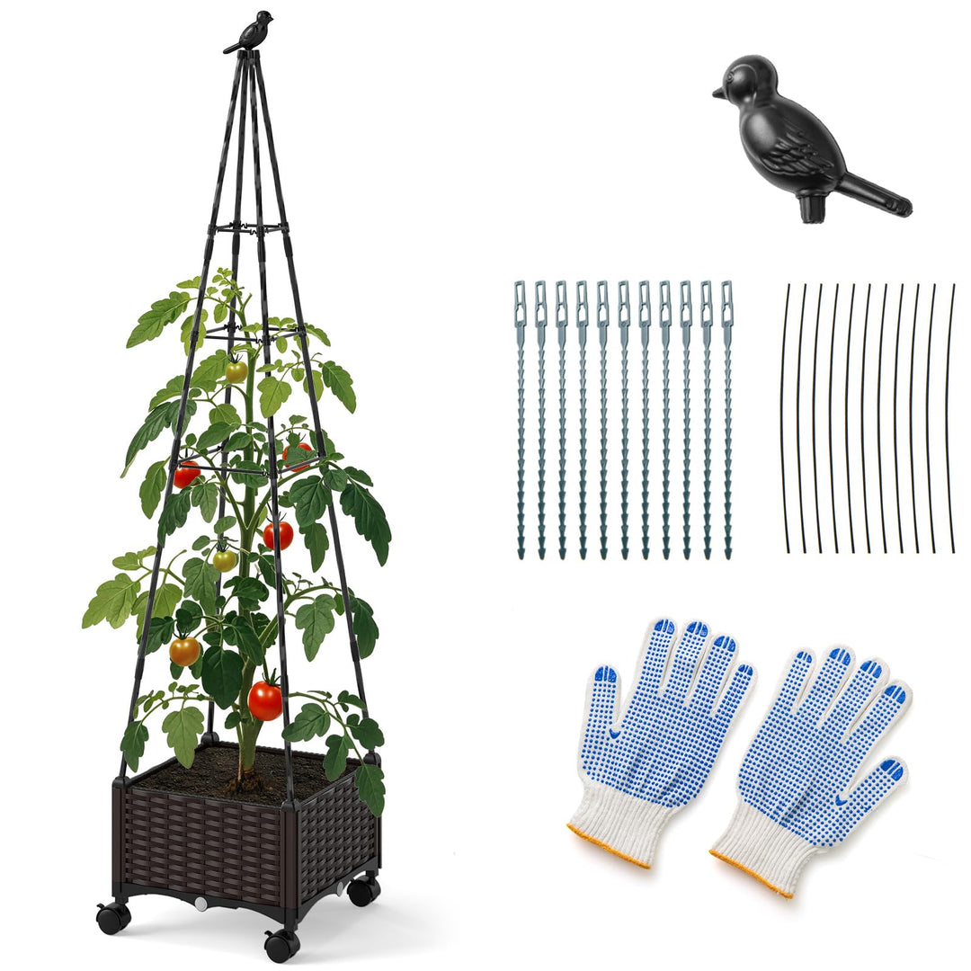 Giantex Raised Garden Bed with Wheels & Tomato Cage