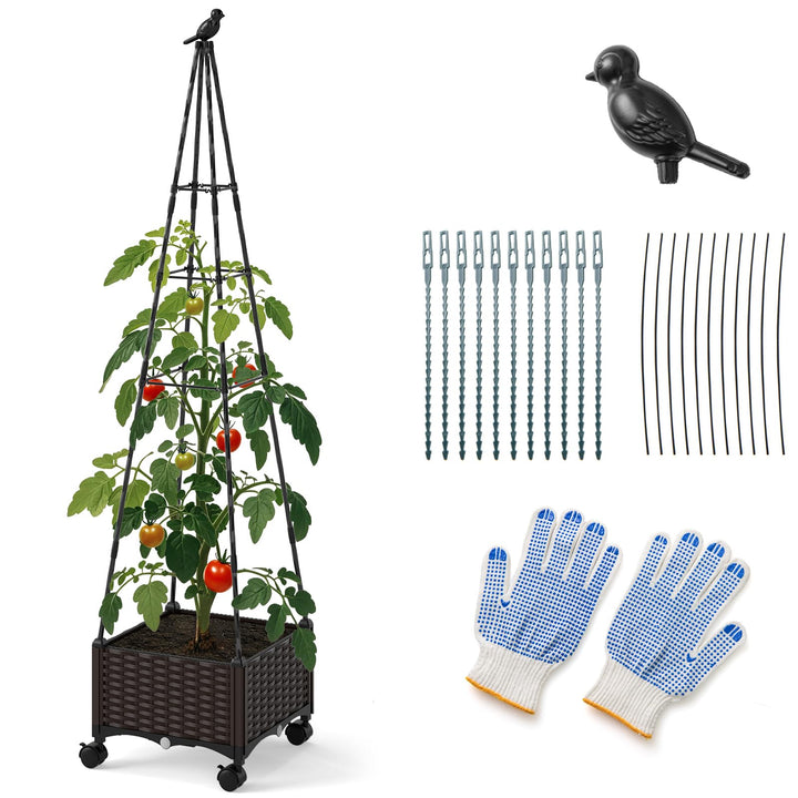 Giantex Raised Garden Bed with Wheels & Tomato Cage
