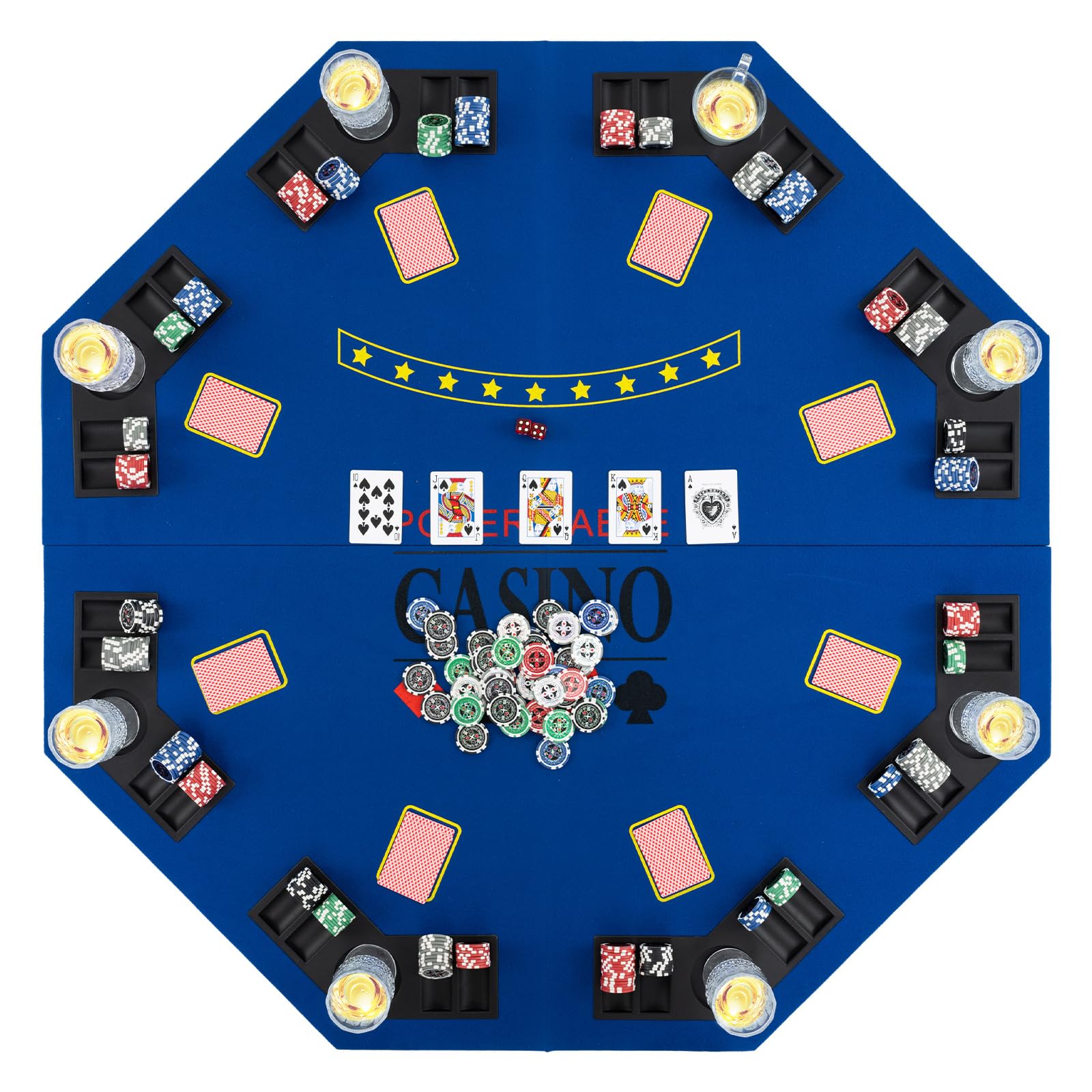Giantex 48" Poker Table Top, 8 Player Foldable Texas Holdem Poker Mat Layout w/Carrying Bag