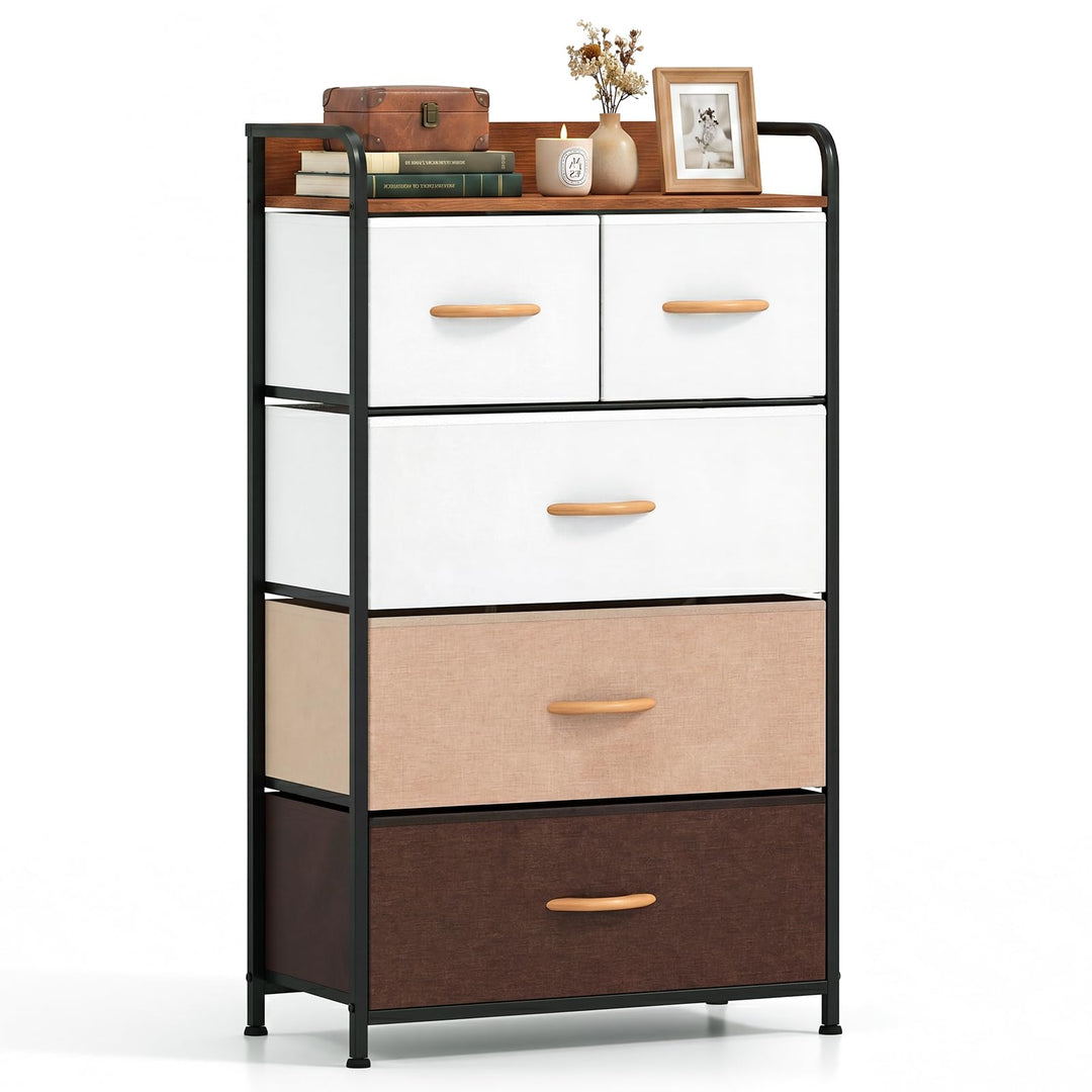 Giantex 5-Drawer Fabric Dresser with Removable Fabric Bins