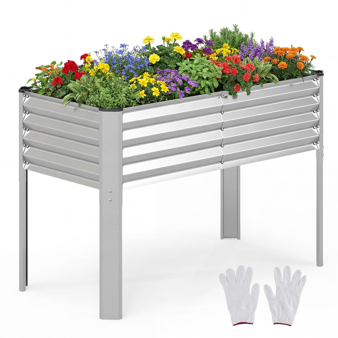 Giantex Galvanized Raised Garden Bed with Legs Set 1/2 46"x24"x31" Metal Elevated Planter Box