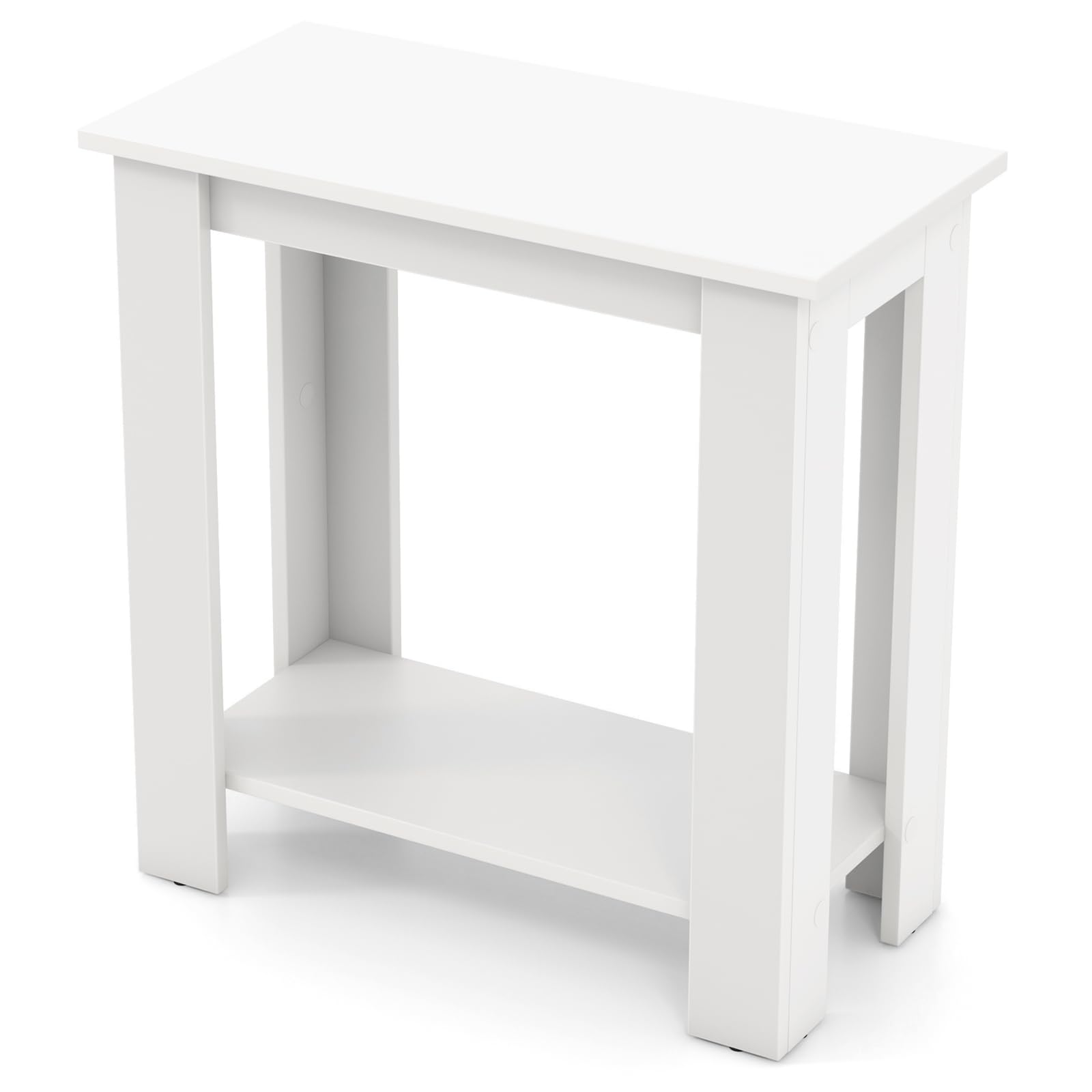 Giantex 2-Tier End Table White, Modern Side Table with Storage Shelf