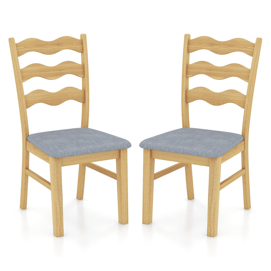 Giantex Wooden Dining Chairs Set of 2/4, Rubber Wood Kitchen Chair with Padded Seat & Hollowed Backrest