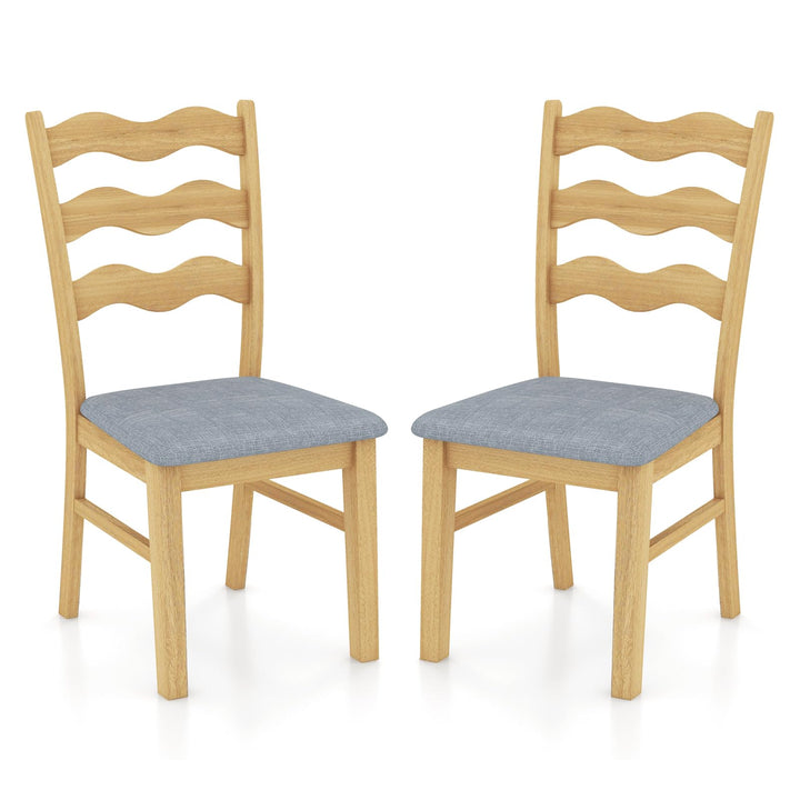 Giantex Wooden Dining Chairs Set of 2/4, Rubber Wood Kitchen Chair with Padded Seat & Hollowed Backrest