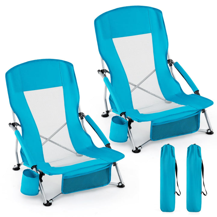 Giantex 2 Pack Folding Beach Chairs for Adults for Picnic Hiking &amp; Travel