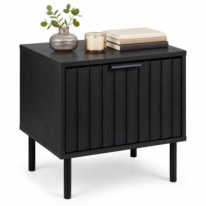 GIANTEX Modern Nightstand w/Vertical-Striped Storage Drawer (1/2)