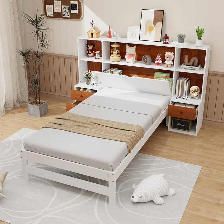 Giantex Twin Bed Frames with Headboard and Drawer
