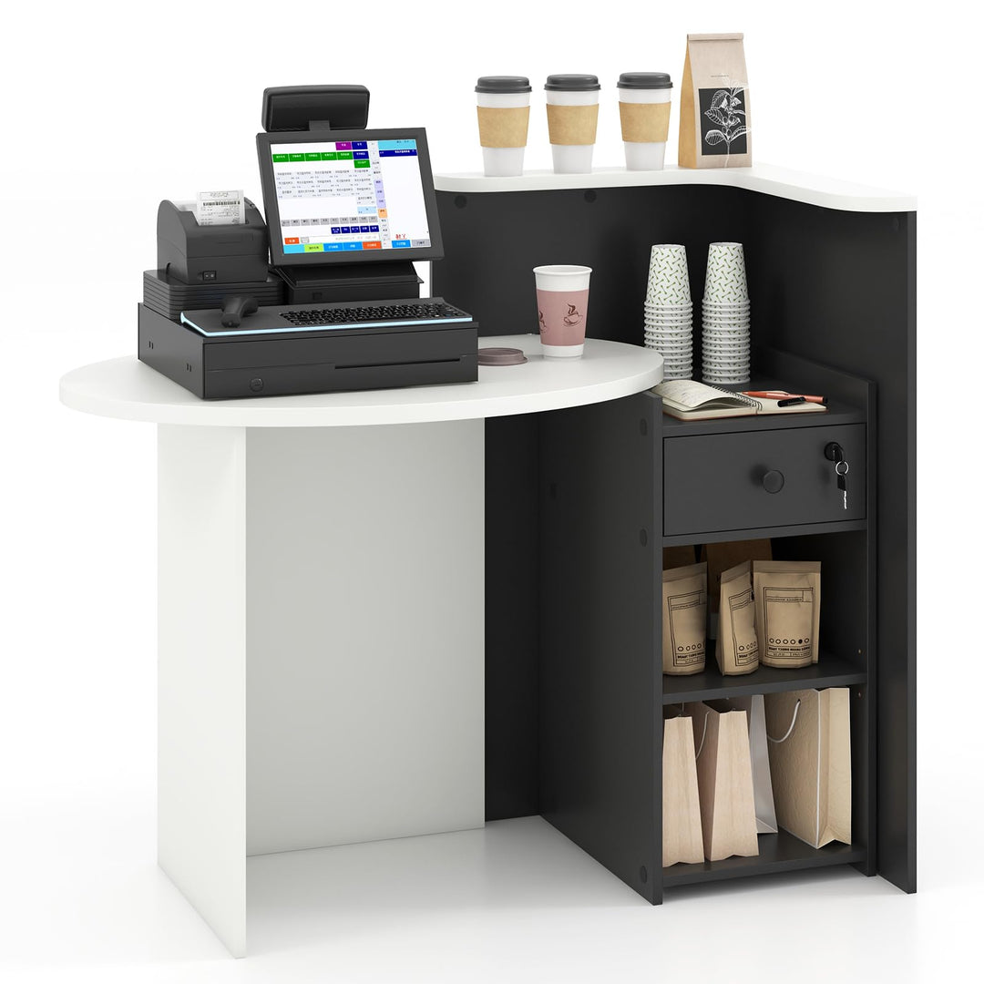 Giantex Front Counter Desk with Lockable Drawer