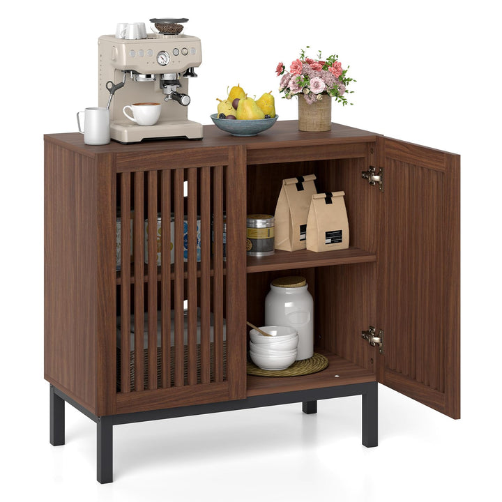 Giantex Sideboard Buffet Cabinet | 32" Farmhouse Coffee Bar with Slatted Doors