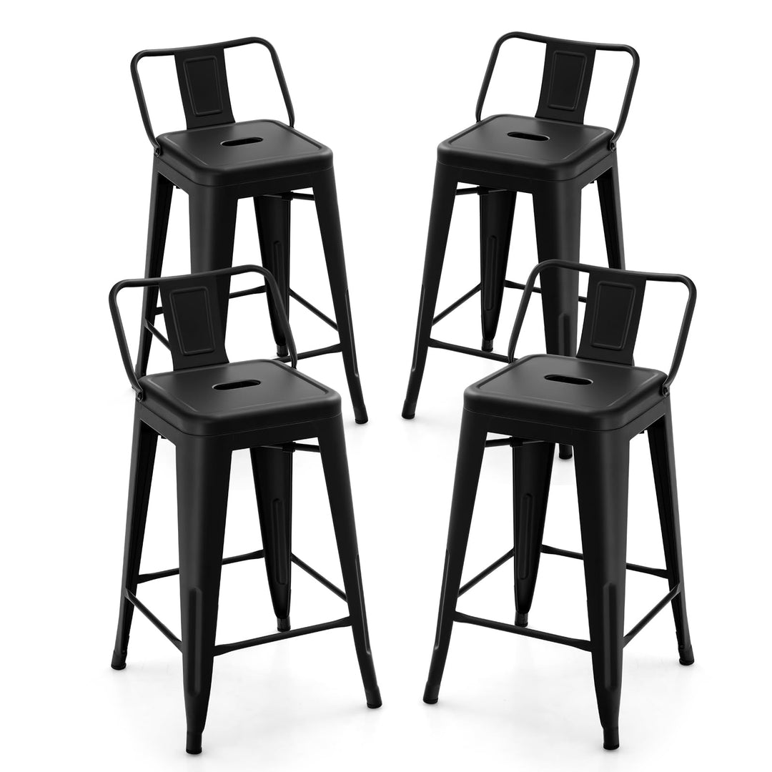 Giantex Metal Bar Stools Set of 4, 24" Counter Height Modern Industrial Barstools w/Removable Bucket Back & Footrest