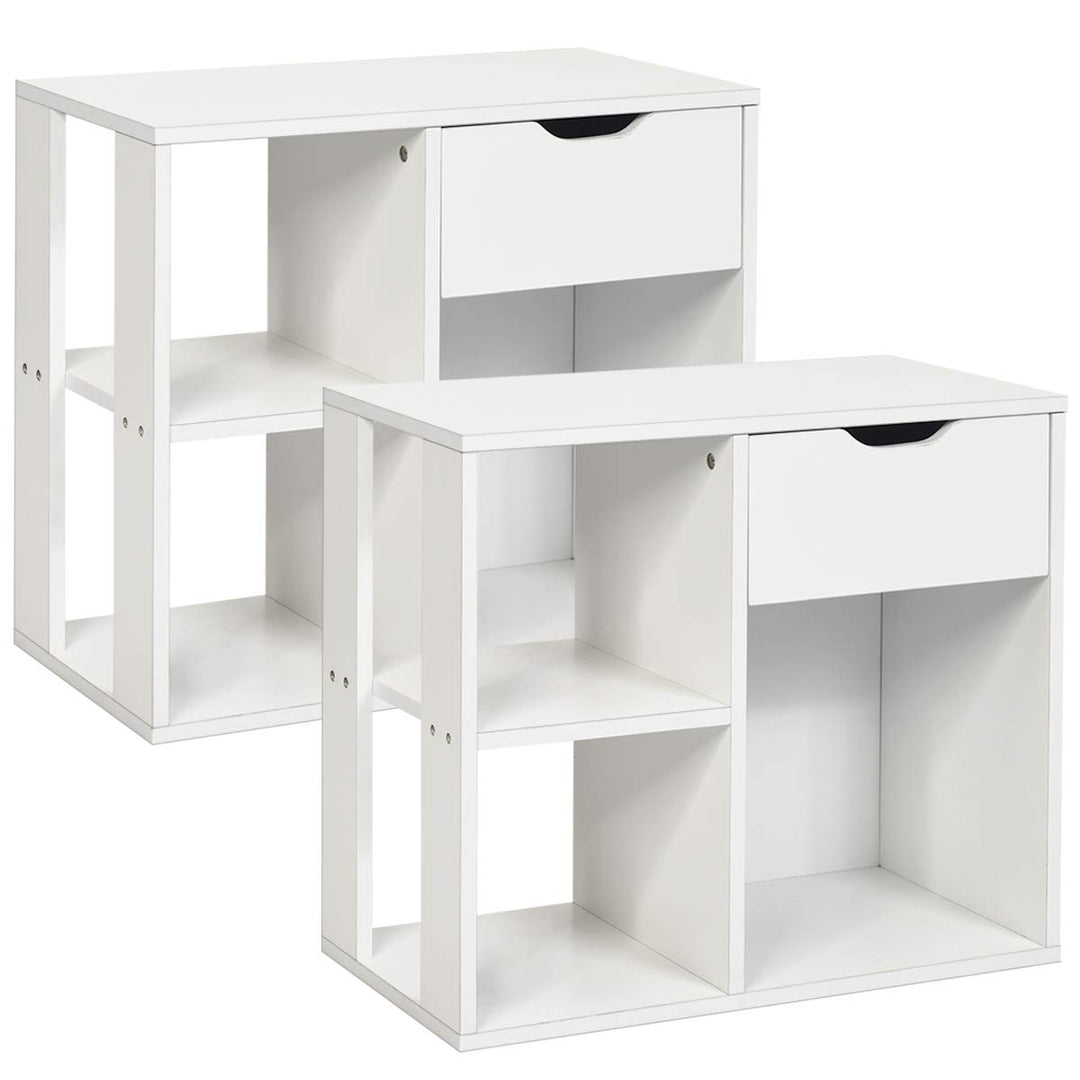 Giantex 3 Cube Bookcase with Drawer, 2 Tier Bookshelf for Small Space, Modern Freestandin