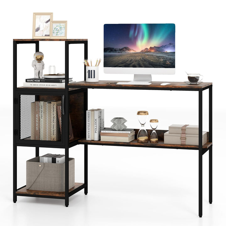 Giantex Modern Computer Workstation Home Office Desk with Storage Cabinet and Shelves