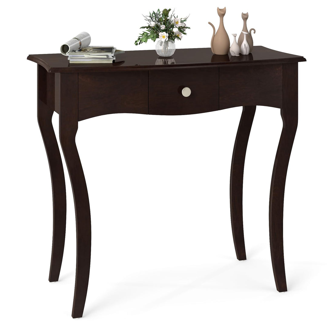 Giantex Console Table with Drawer and Solid Wood Frame