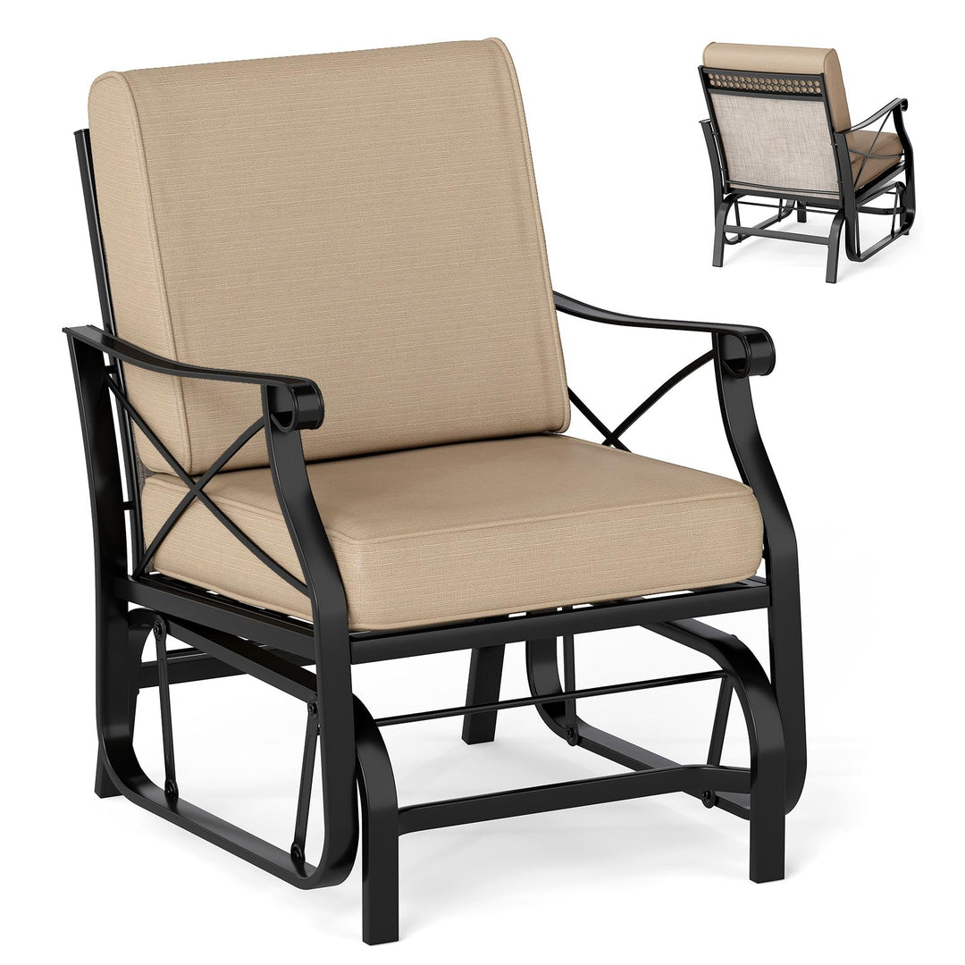 Giantex Patio Rocking Chai with Thick Removable Seat and Back Cushions