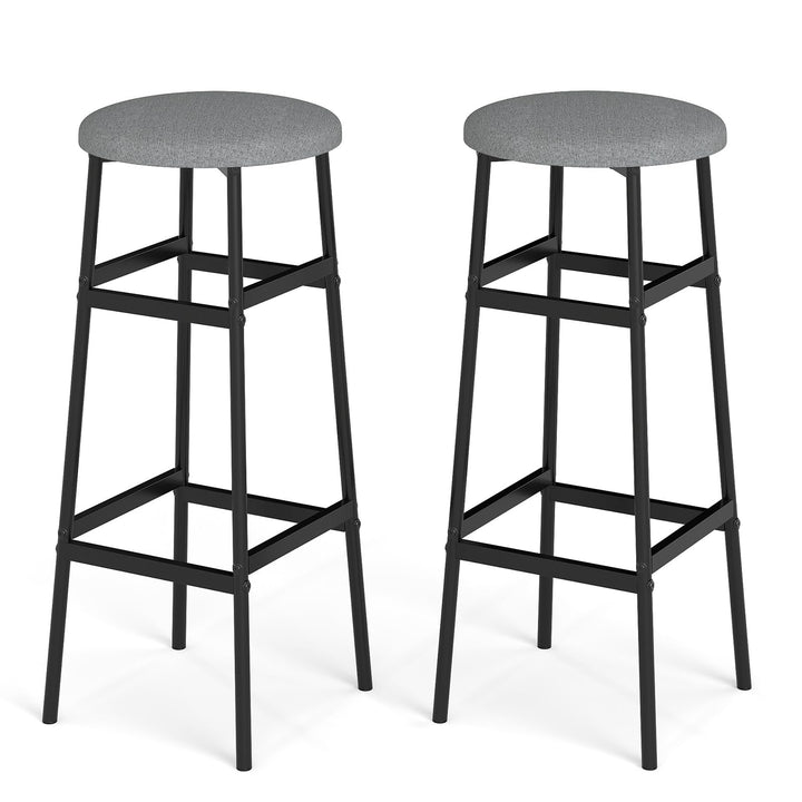 Giantex 29 Inch Bar Stools Set of 2/4 Upholstered Round Backless Bar Height Chairs with Sturdy Metal Frame and Footrest