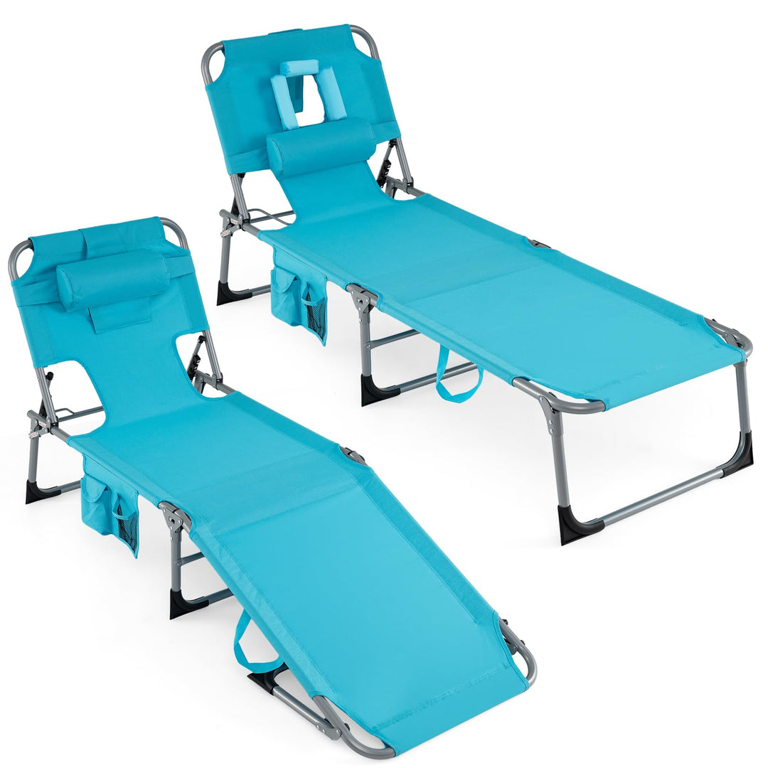 Giantex Tanning Chair with Face Arm Holes Folding Chair