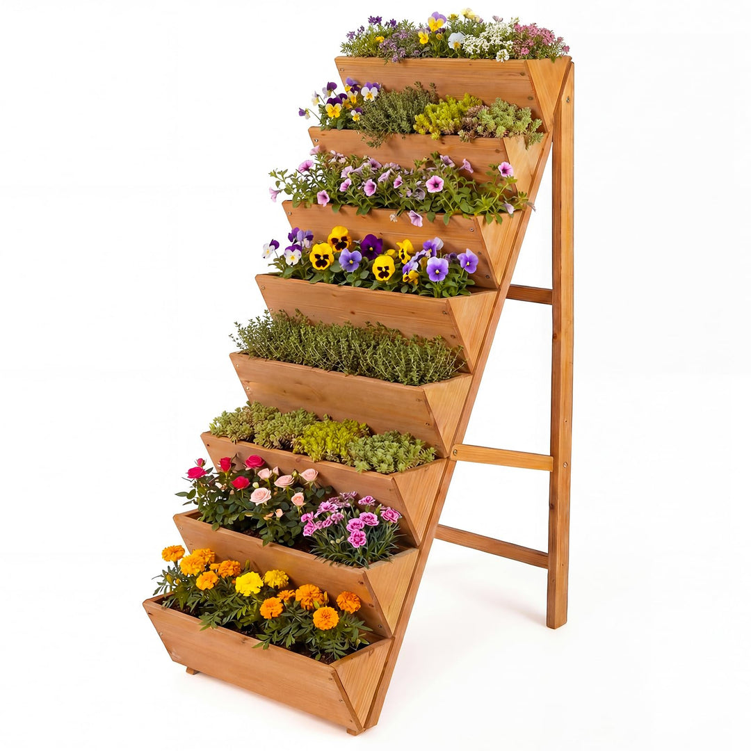Giantex 8-Tier Wooden Vertical Raised Garden Bedwith Legs