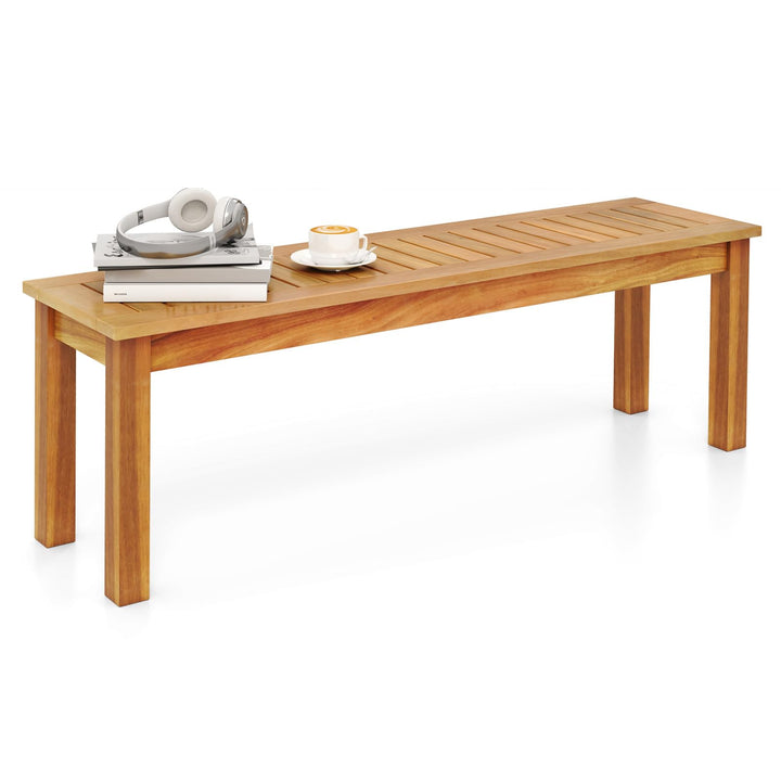 Giantex 52" Acacia Wood Outdoor Bench with Slatted Seat and Solid Wood Legs 794Lbs Capacity