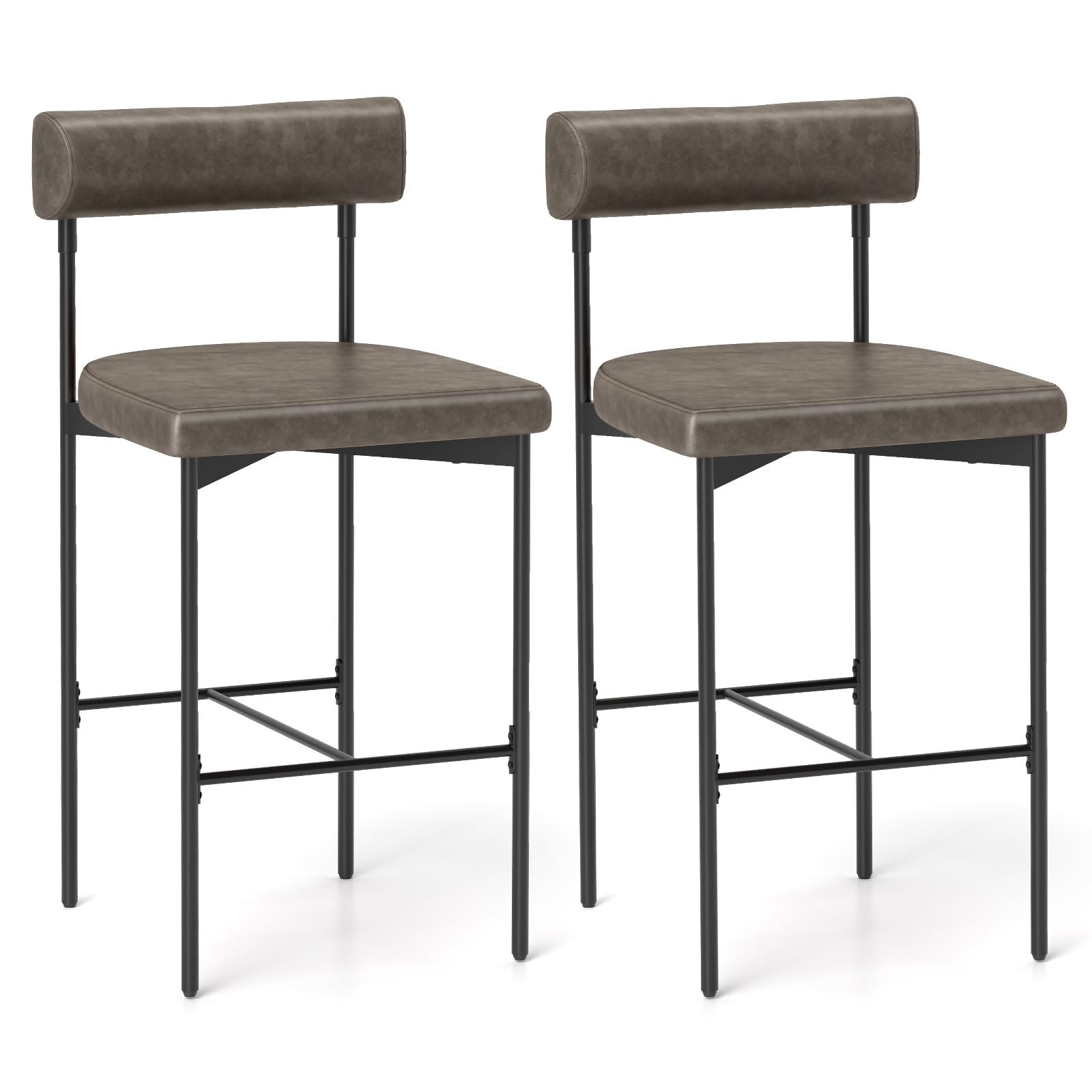 Giantex Counter Height Bar Stools, 26 Inch Upholstered Bar Chairs with Back