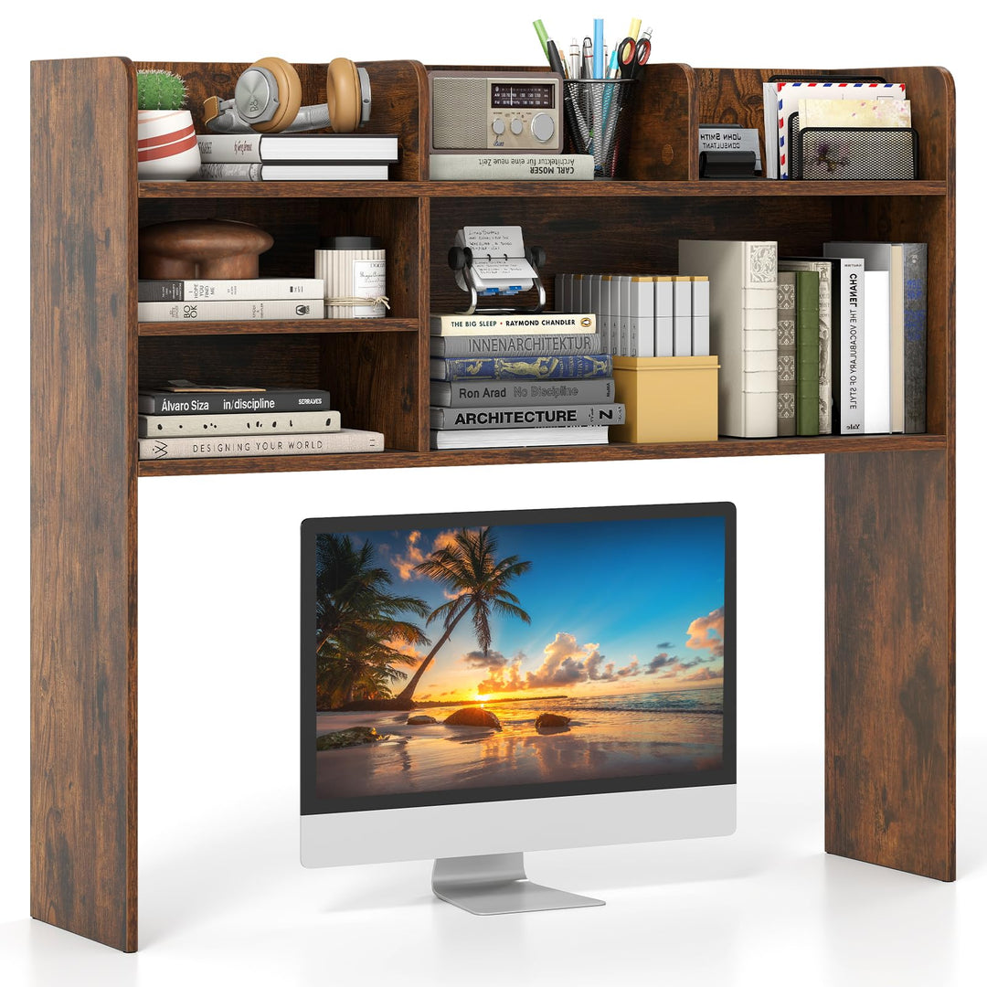 Giantex Desktop Bookshelf, 37" Desk Hutch Dorm for Computer Up to 32 Inch