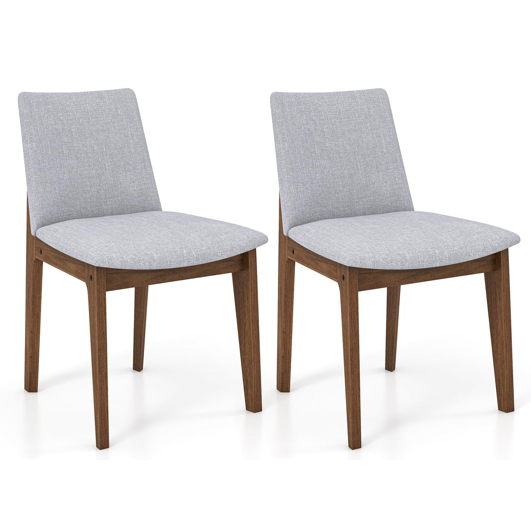 Giantex Upholstered Dining Chairs Set of 2/4, Linen Fabric Wooden Kitchen Chairs w/Rubber Wood Frame