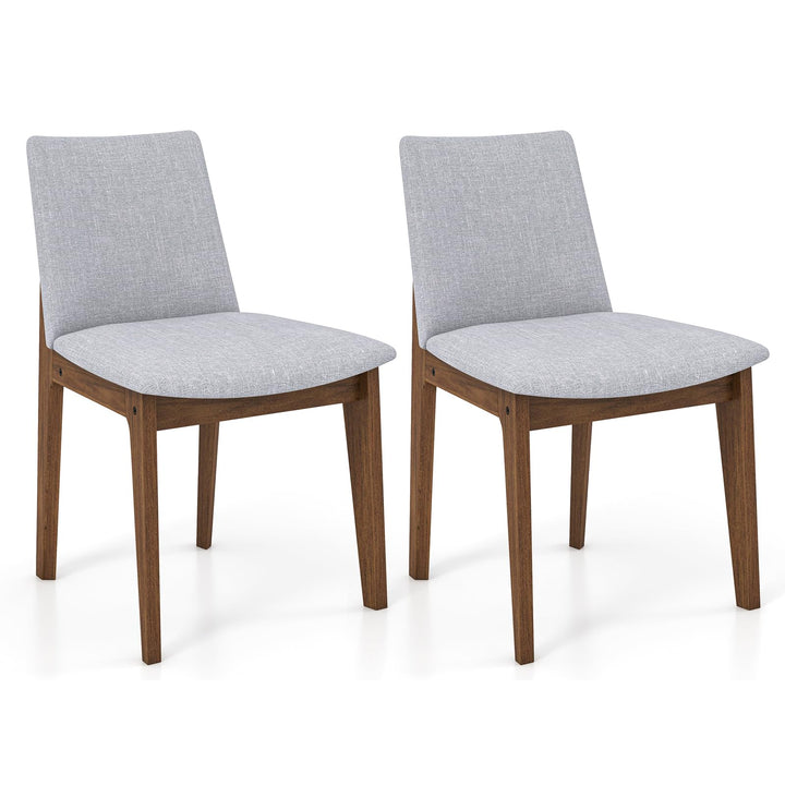 Giantex Upholstered Dining Chairs Set of 2/4, Linen Fabric Wooden Kitchen Chairs w/Rubber Wood Frame