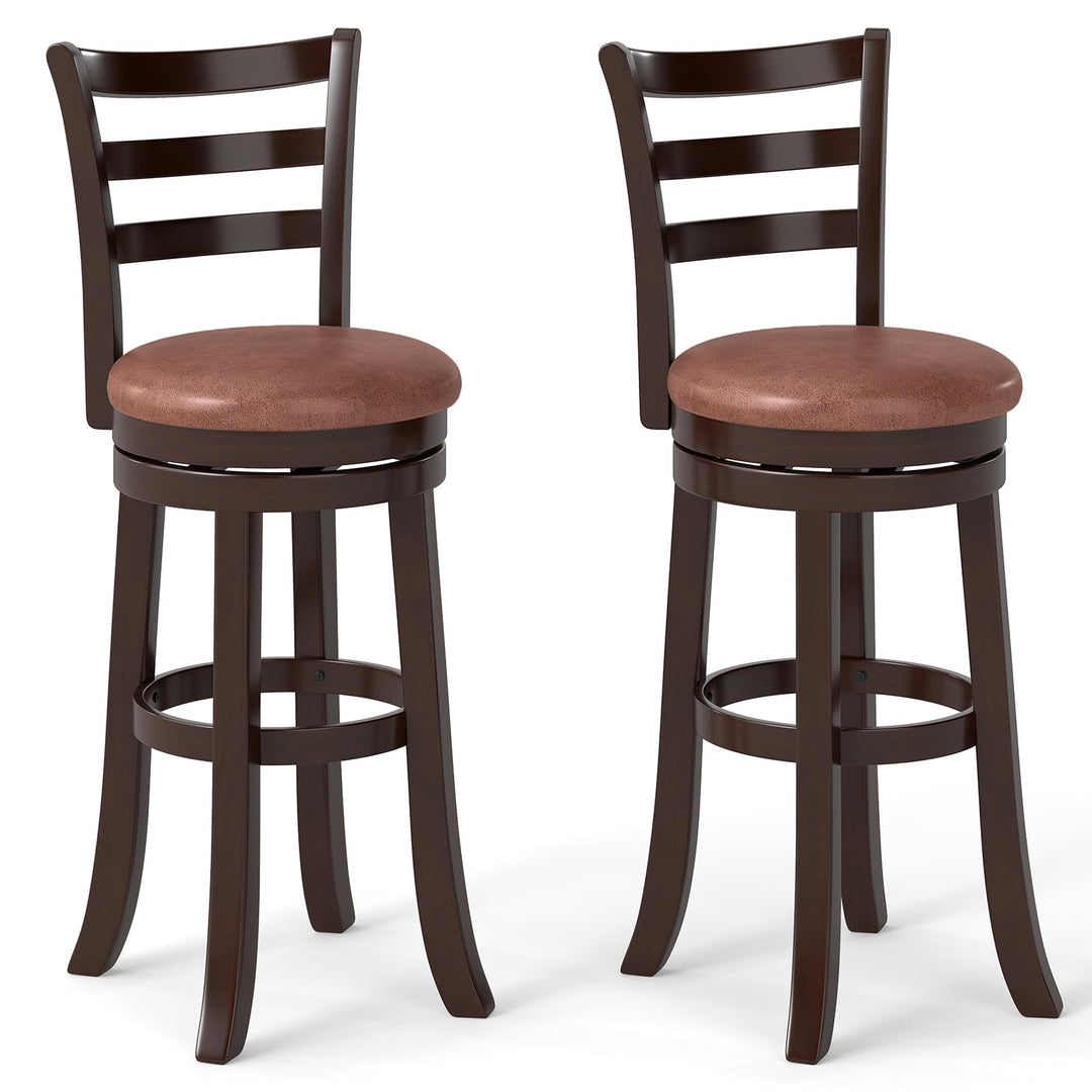 Giantex 30" Counter Height Swivel Barstools Set of 2/4 with Faux Leather Seat and Wrap-around Footrest