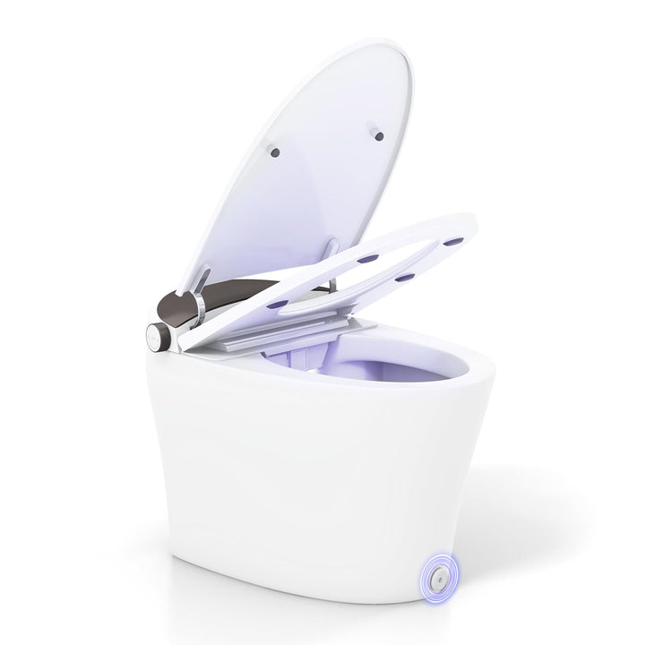 Giantex Smart Toilet, Elongated Bidet Toilet with Adjustable Heated Seat, Dryer, Night Light, Auto Open/Close, Foot Sensor