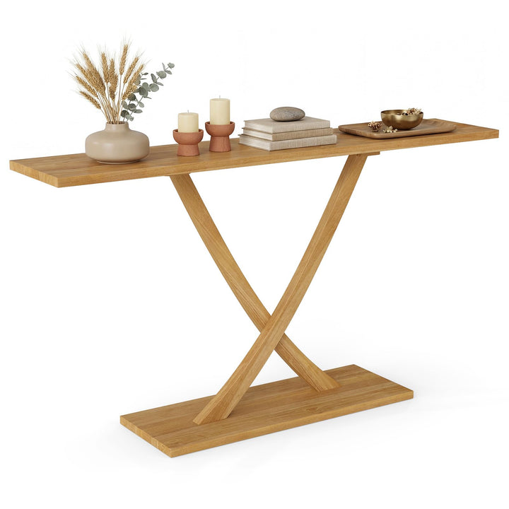 Giantex 57" Solid Wood Console Table Narrow Long Entryway Table