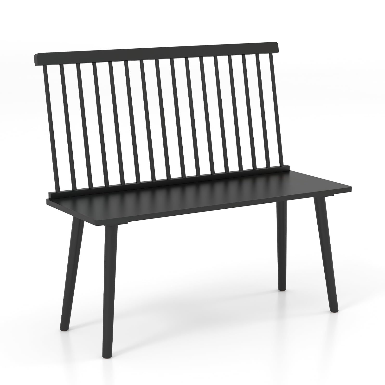 Giantex Entryway Bench for 2, Windsor Bench with Spindle Back & Anti-Slip Foot Pads