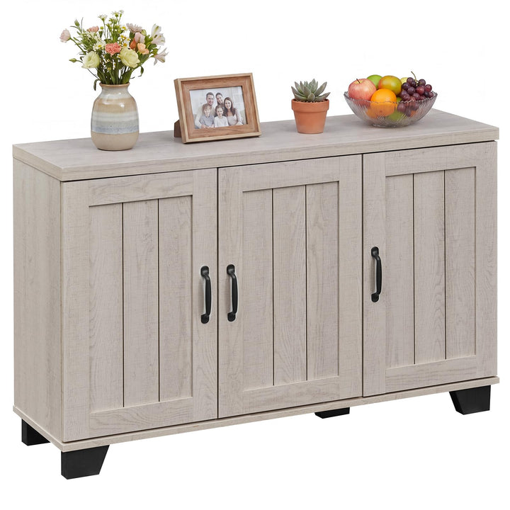 Giantex Sideboard Buffet Cabinet | 45" Farmhouse Coffee Bar Cabinet with 3 Doors &amp; Adjustable Shelves