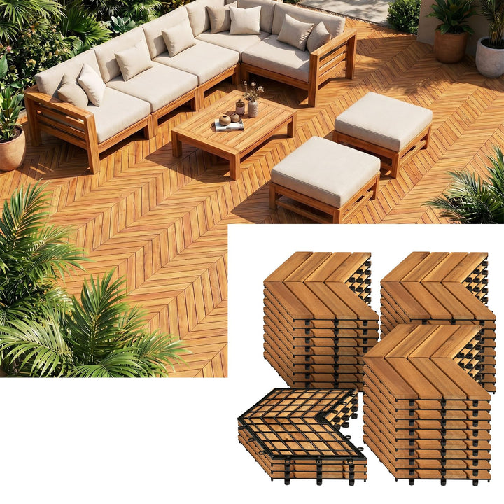 Giantex 30 PCS Interlocking Patio Flooring Tiles with Drainage Base